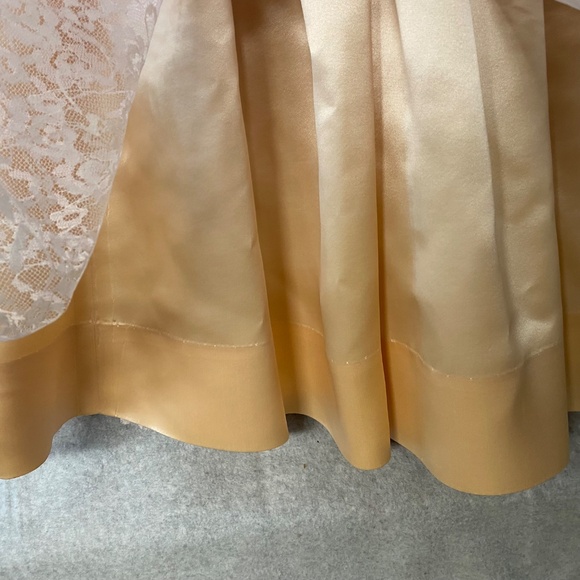 Vintage 30" Bust Peach & Pink Satin Lace Overlay Dress Fit & Flare • Handmade - Picture 6 of 16